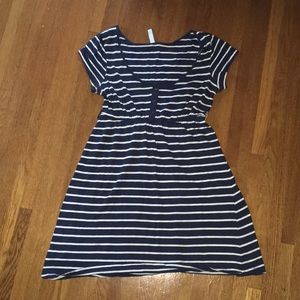 Navy & White Striped Dress